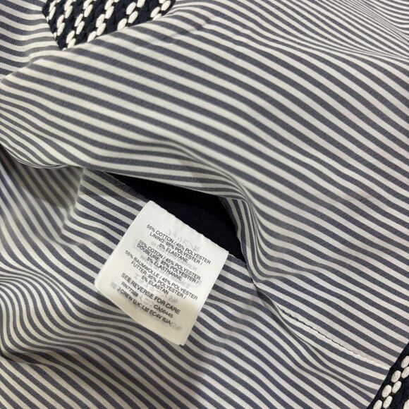 J Crew Striped Knit Jacket Women 6 Navy White Lady Cropped Zip Preppy Nautical - Picture 12 of 12